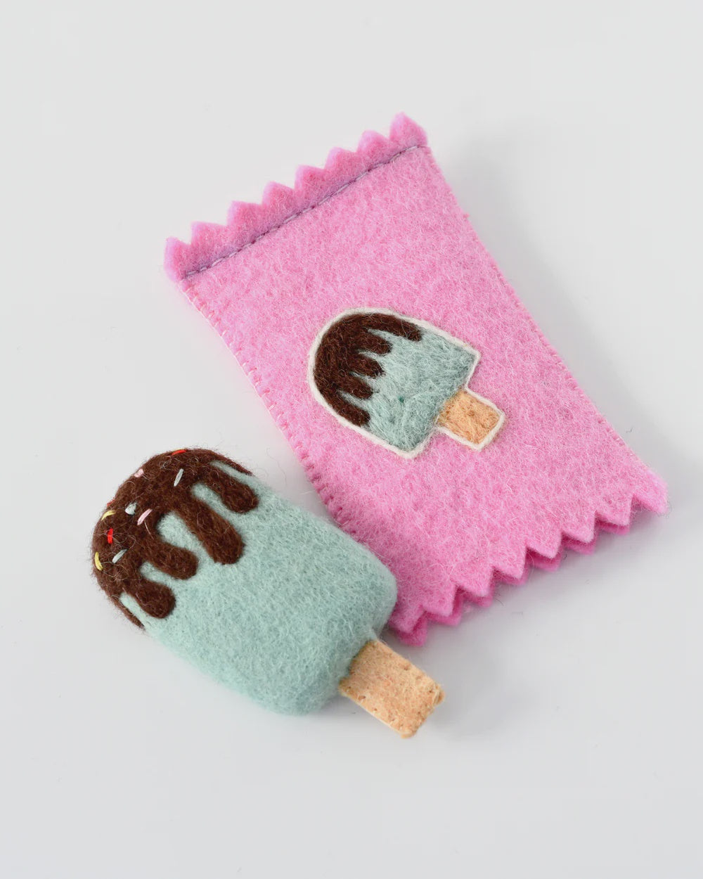 Felt Mint Ice Cream Popsicle Toy with Wrapper