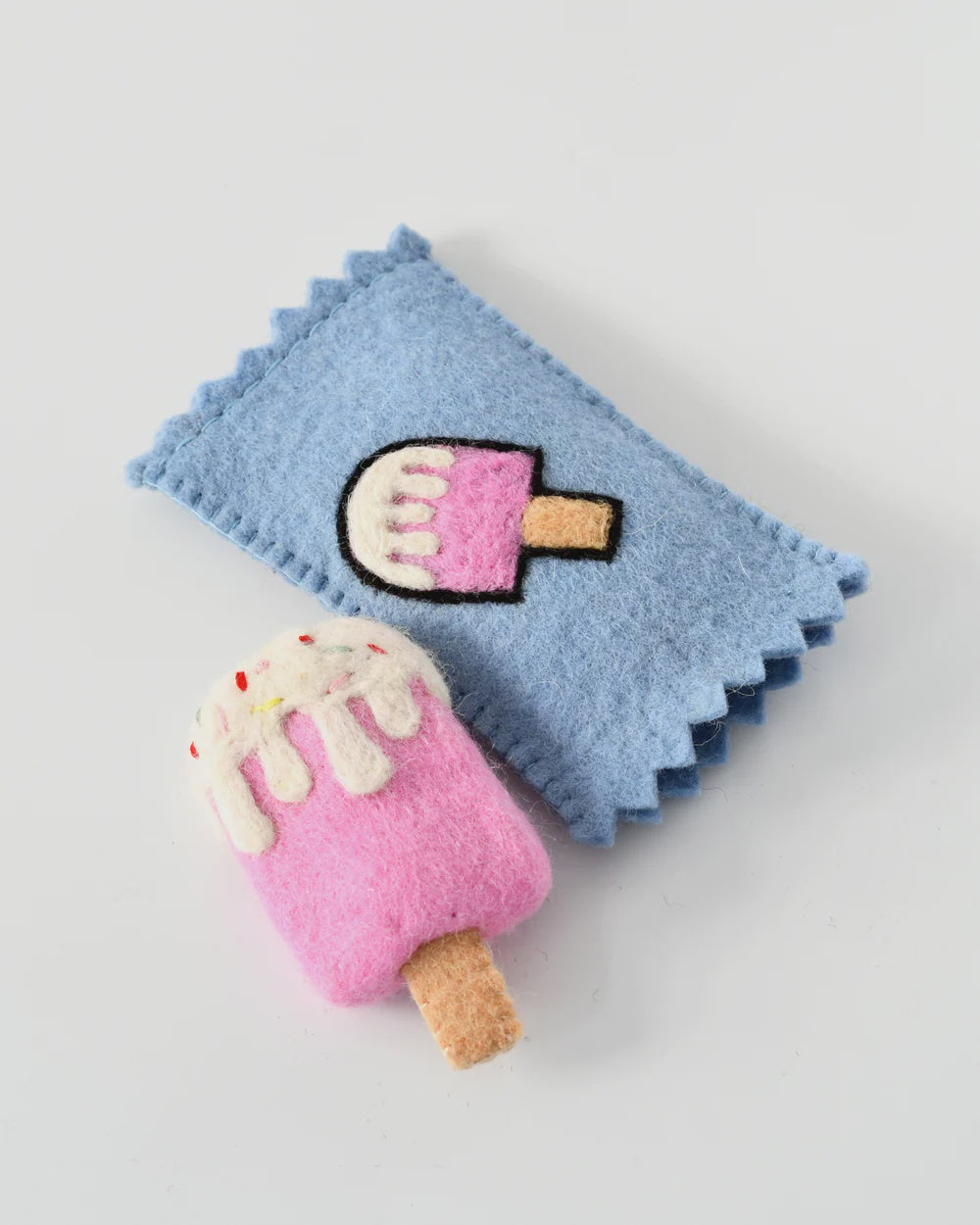 Felt Strawberry Ice Cream Popsicle Toy with Wrapper