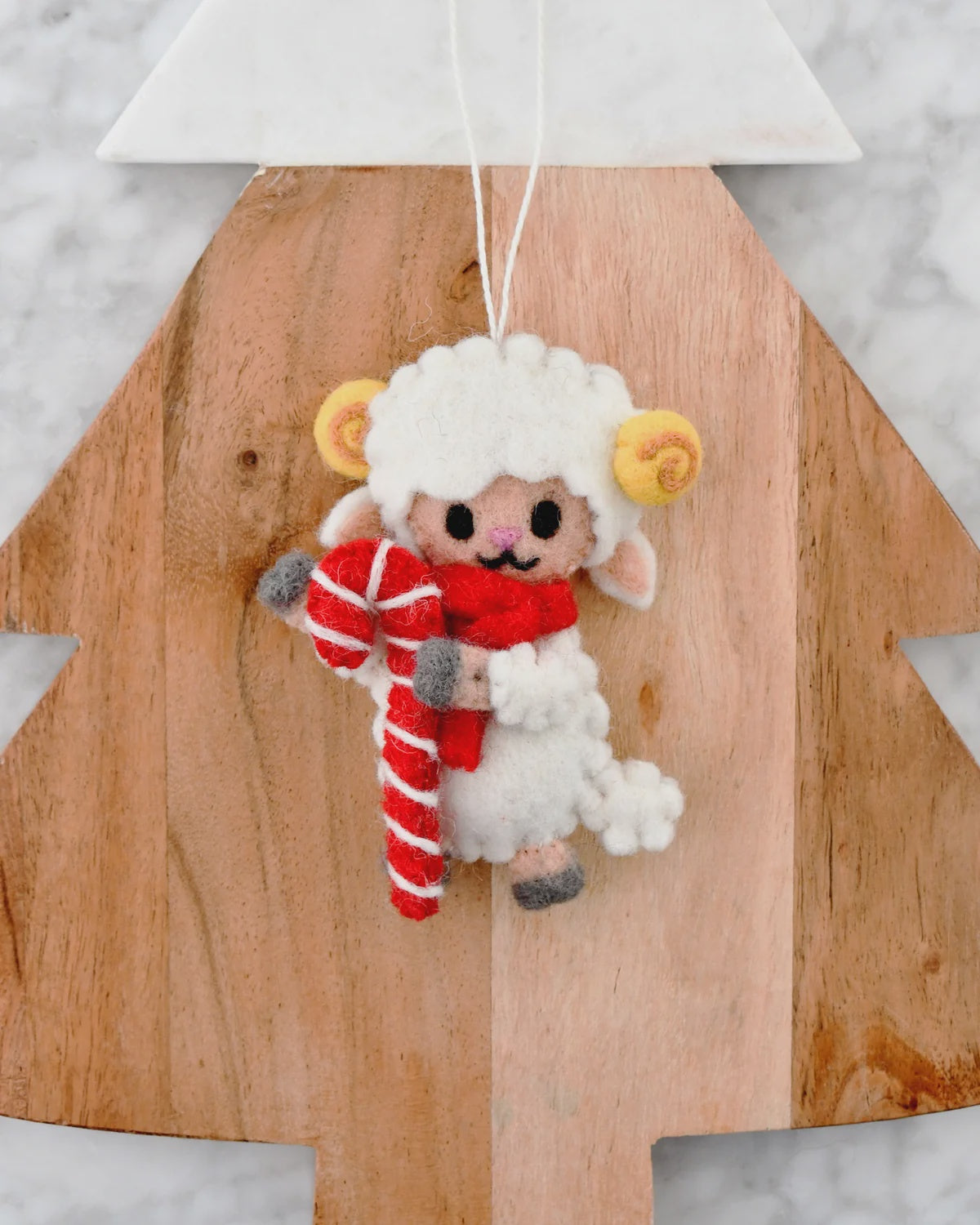 Christmas Ornament - Felt Cute Lamb With Candy Cane