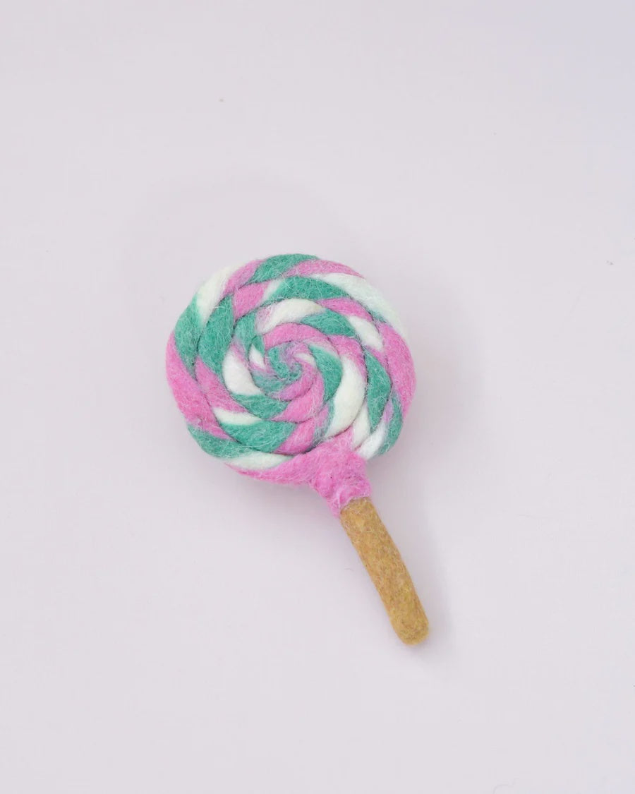 Felt Colourful Pink and Green Swirl Lollipop