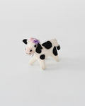 Felt Spotted Cow Toy with Flowers