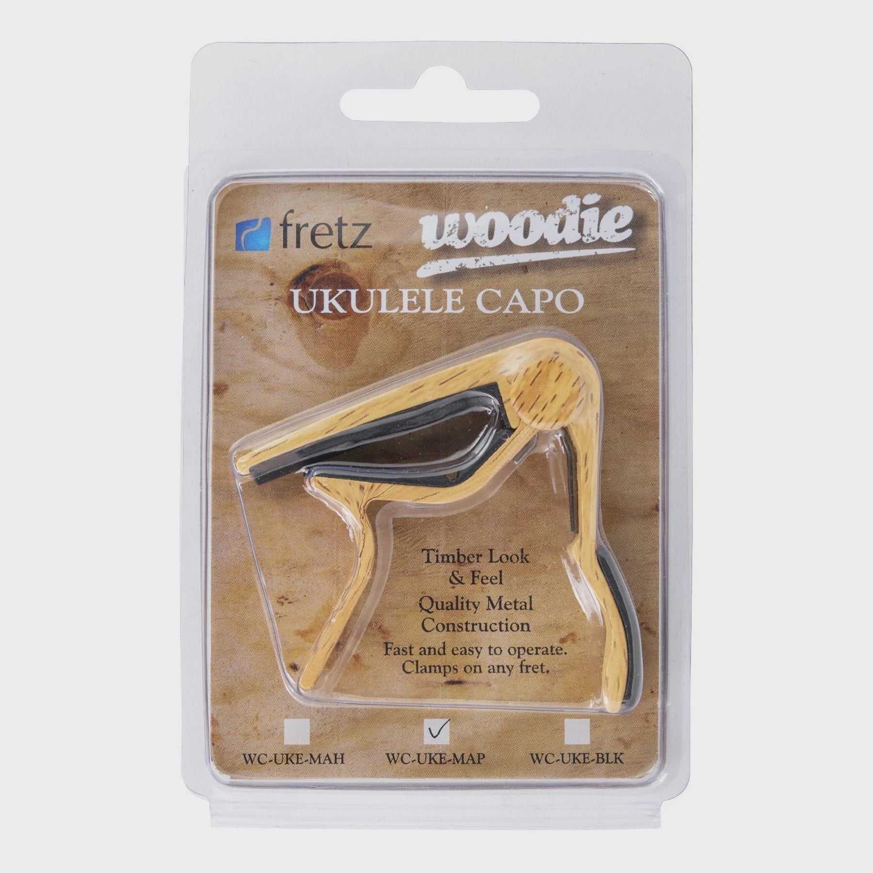 Woodie Ukulele Capo-Maple - The Toy Station