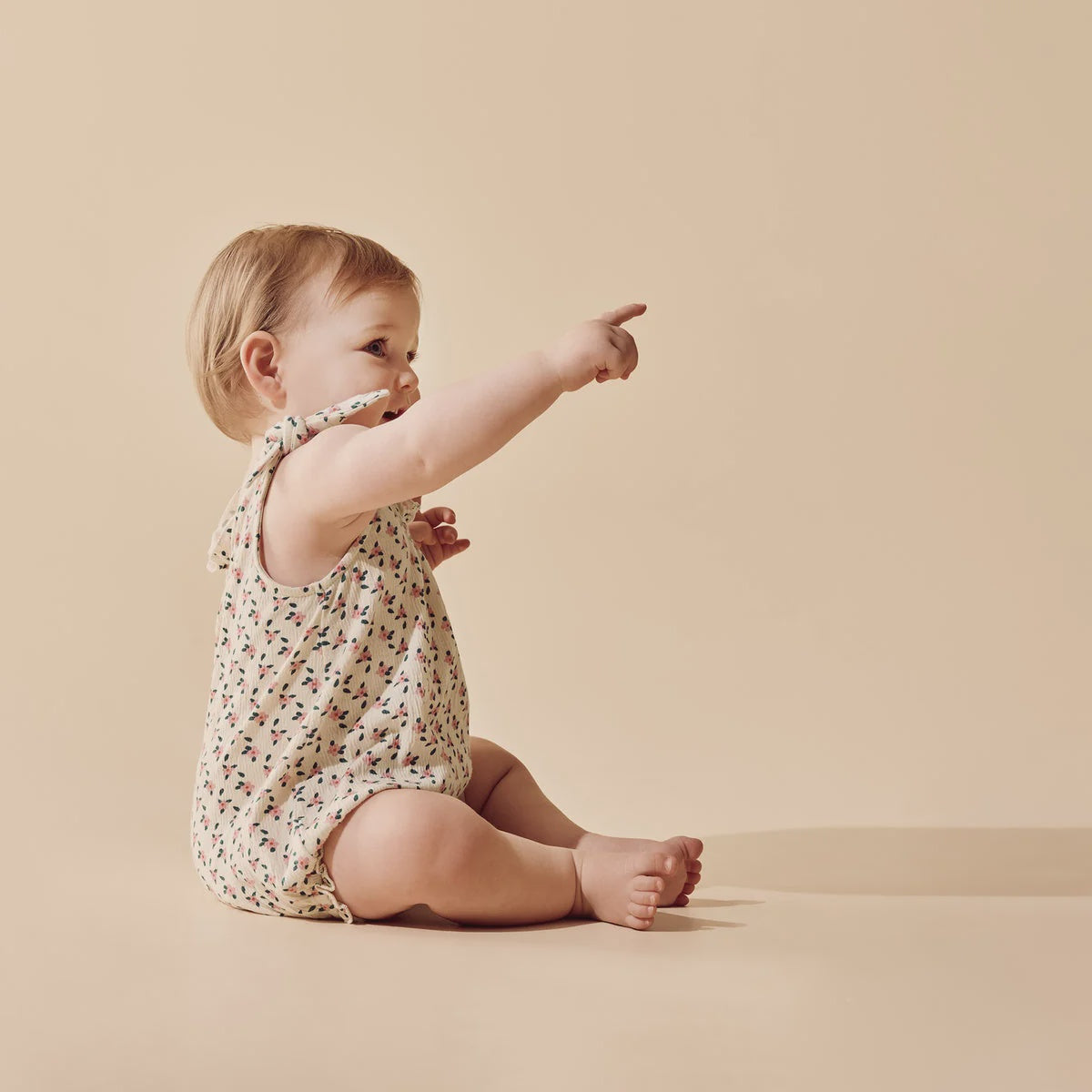 Little Blossom Organic Crinkle Tie Playsuit