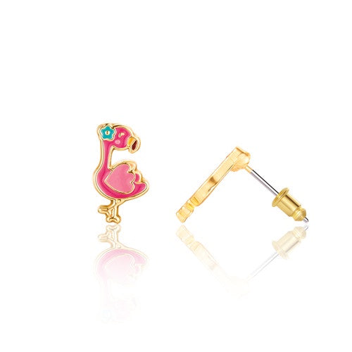 Girl Nation Enamel Stud - Fantastic Flamingo