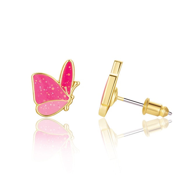 Girl Nation Enamel Stud - Glitter Butterfly