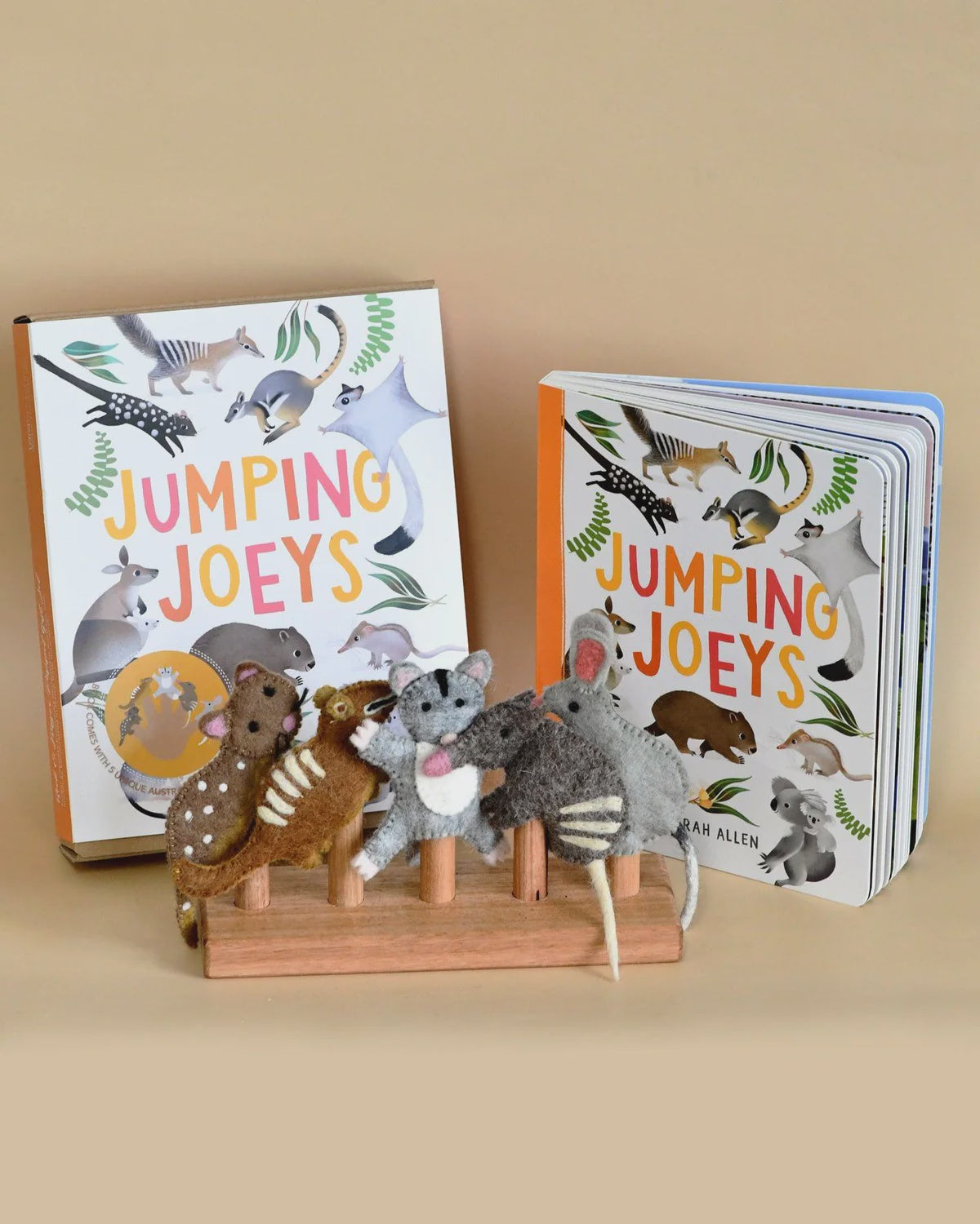 Jumping Joeys Finger Puppets and Book by Sarah Allen - The Toy Station
