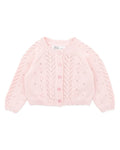 GIRLS ORGANIC PINK POINTELLE CARDI
