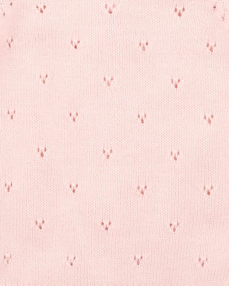 GIRLS ORGANIC PINK POINTELLE CARDI