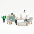 Wooden Dolls House Dining Room Set