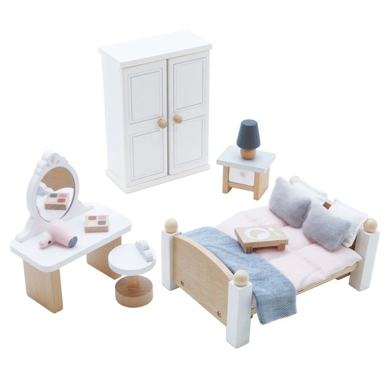 Wooden Dolls House Master Bedroom Furniture Set
