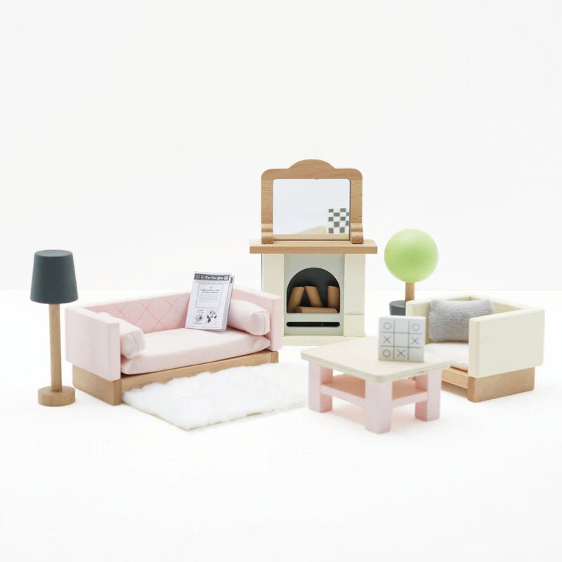Wooden Dolls House Sitting Room Set