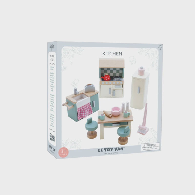 Wooden Dolls House Kitchen Set