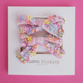 Floral Sequin Bow Clip 2pk