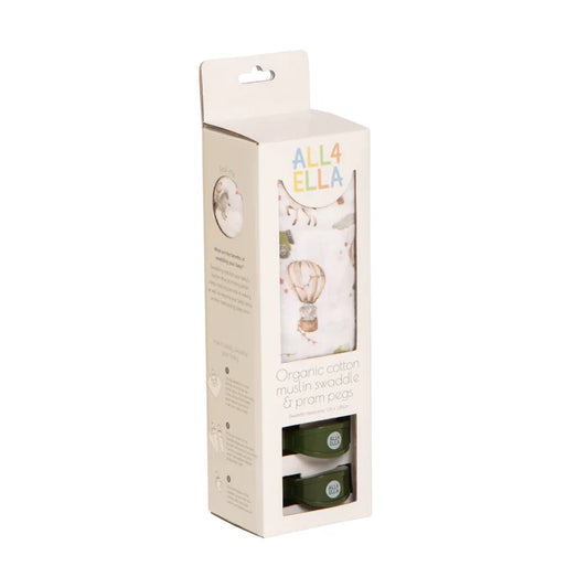 All4Ella Organic Cotton Muslin Swaddle & Pram Pegs