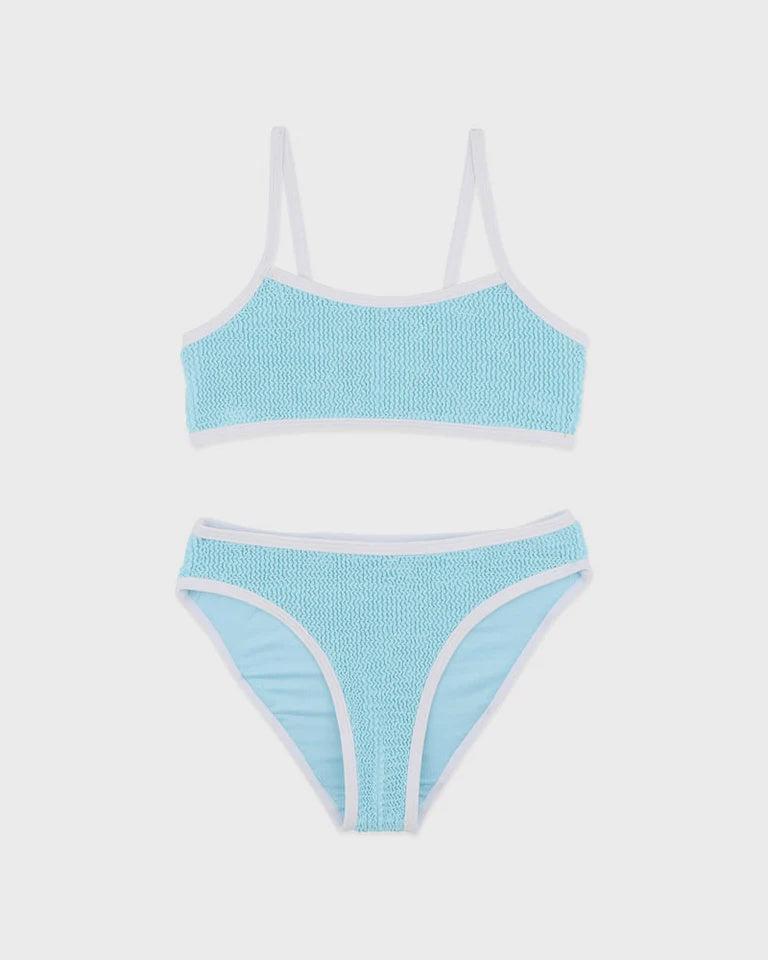 BLUE FIZZ/WHITE CRINKLE BIKINI 8-16Y