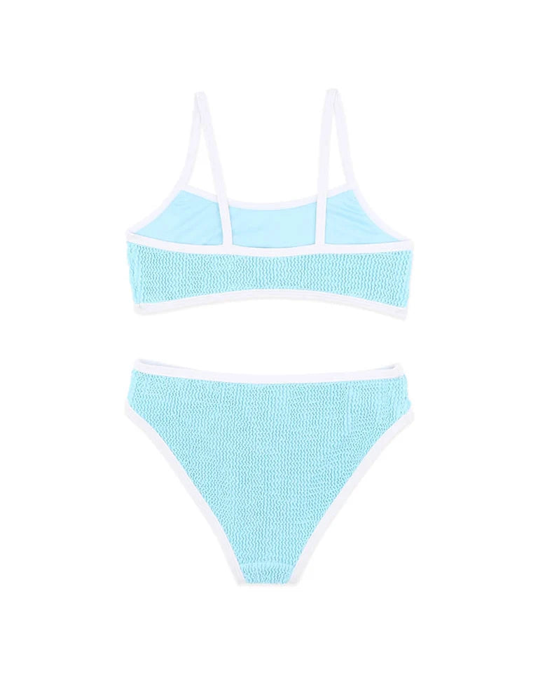 BLUE FIZZ/WHITE CRINKLE BIKINI 8-16Y