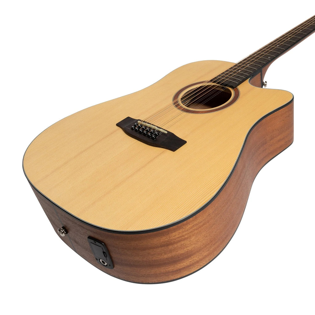 'Natural Series' Spruce Top 12-String Acoustic-Electric Dreadnought Cutaway Guitar (Open Pore)