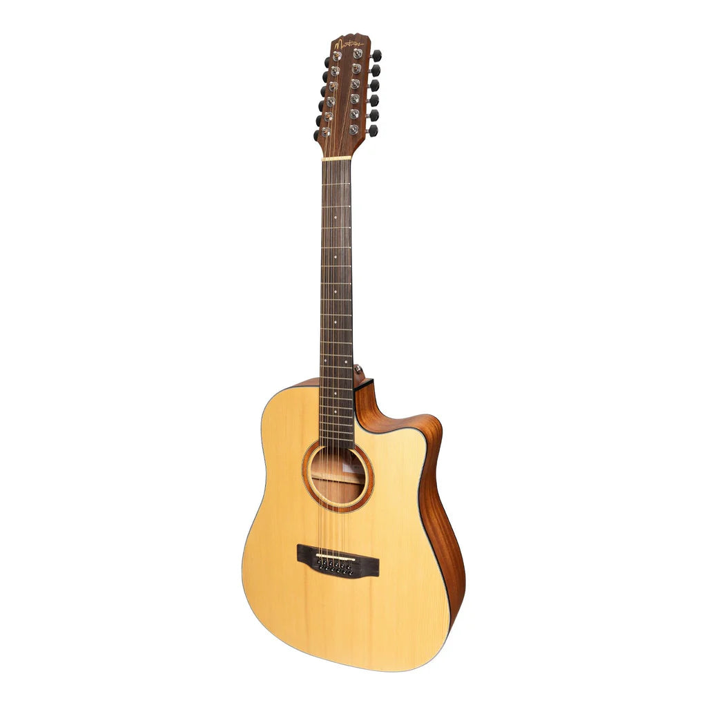 'Natural Series' Spruce Top 12-String Acoustic-Electric Dreadnought Cutaway Guitar (Open Pore)