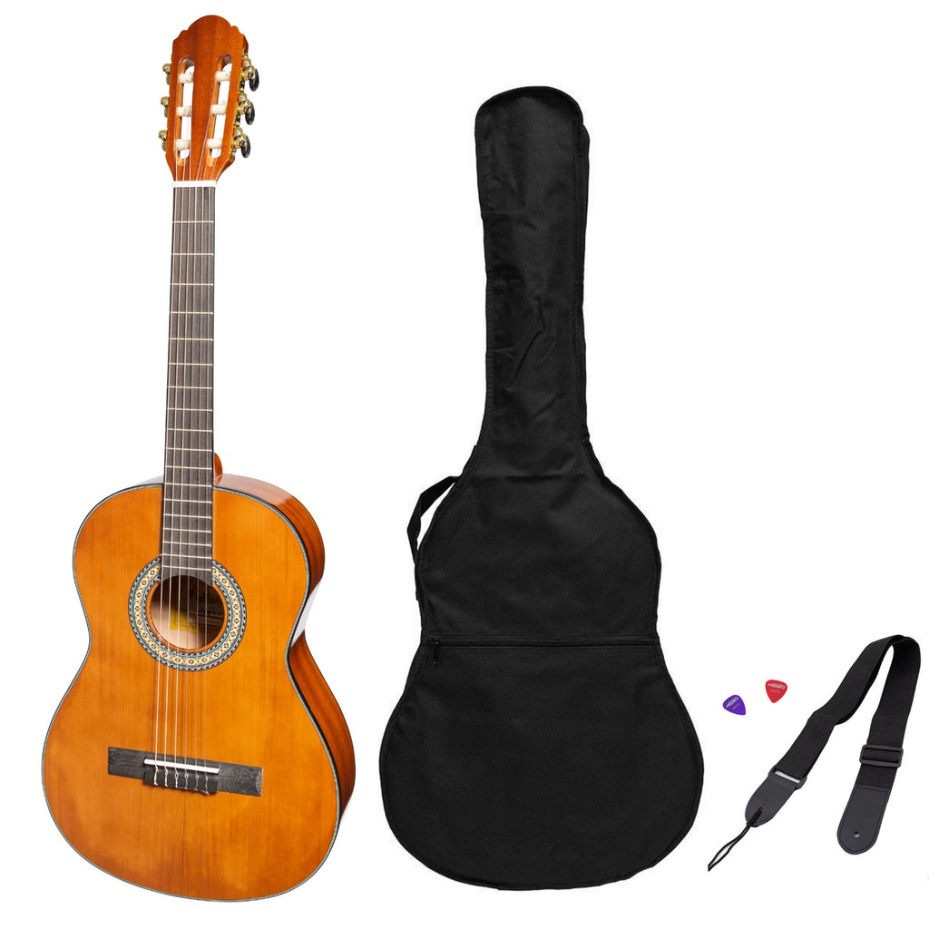 'Slim Jim' G-Series 3/4 Size Student Classical Guitar Pack with Built In Tuner (Natural-Gloss)