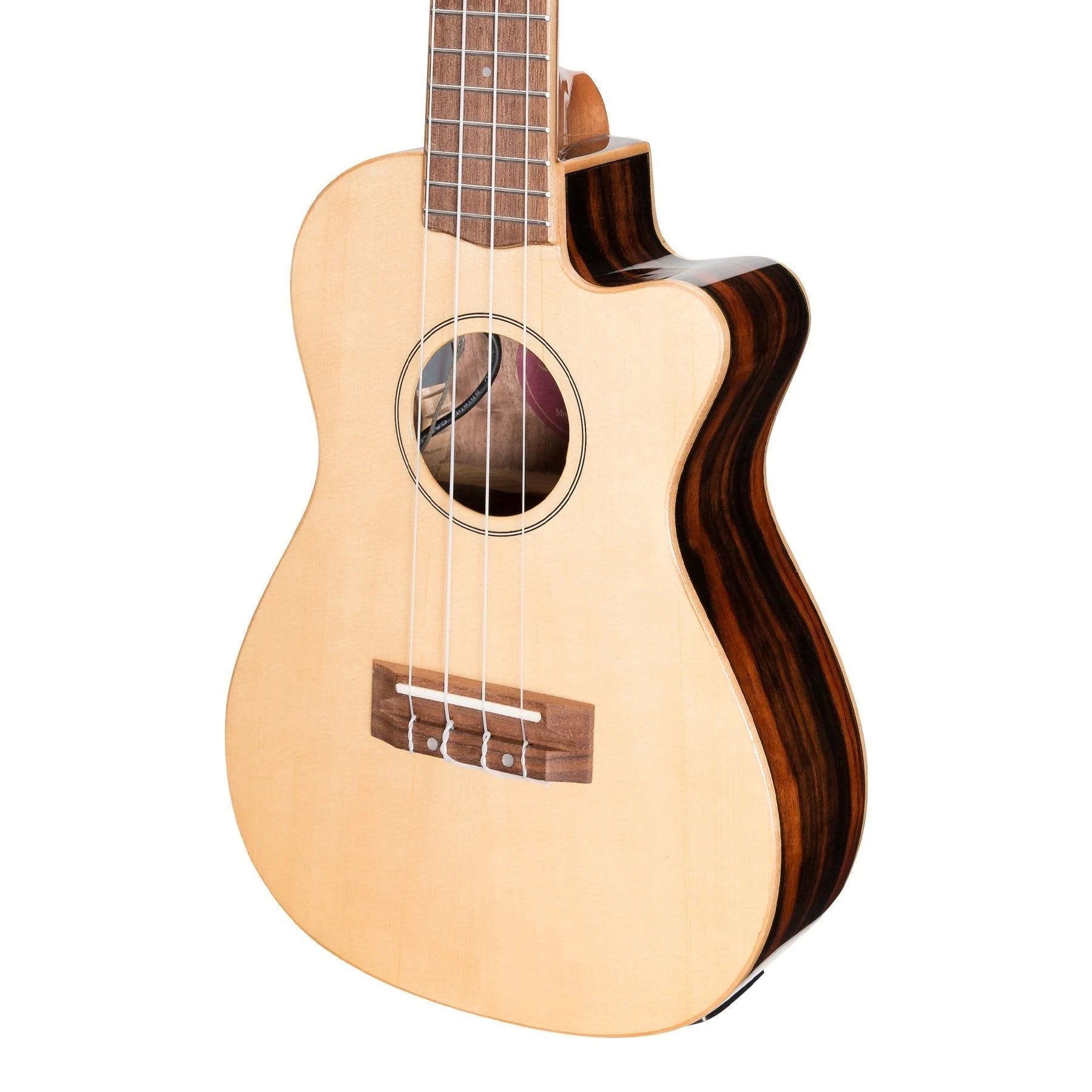 'Southern Belle 7 Series' Spruce Solid Top Electric Cutaway Concert Ukulele w/ Hard Case (Natural Gloss)