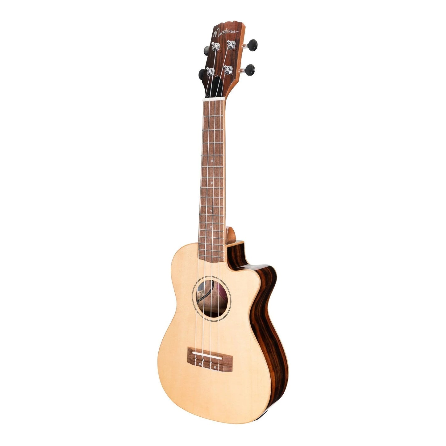 'Southern Belle 7 Series' Spruce Solid Top Electric Cutaway Concert Ukulele w/ Hard Case (Natural Gloss)