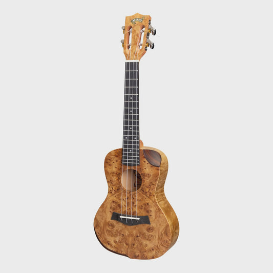 'Traditional Series' Solid Birdseye Maple Top Cutaway Concert Ukulele with Gig Bag (Natural Satin)