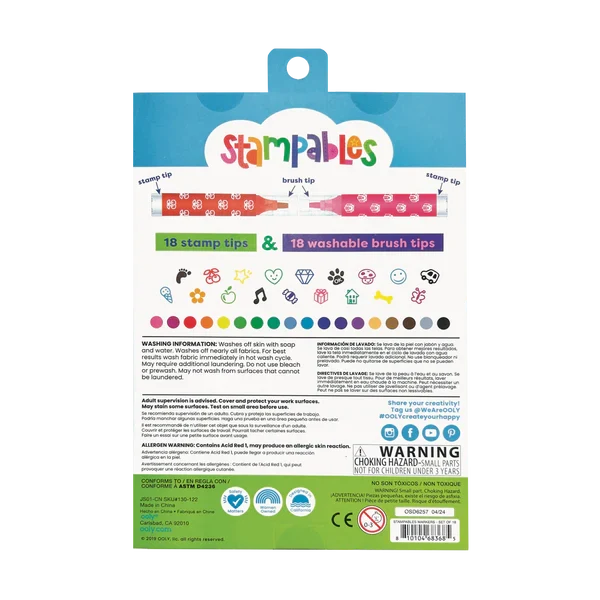Stampables Double-Ended Stamp & Brush Markers - Set of 18