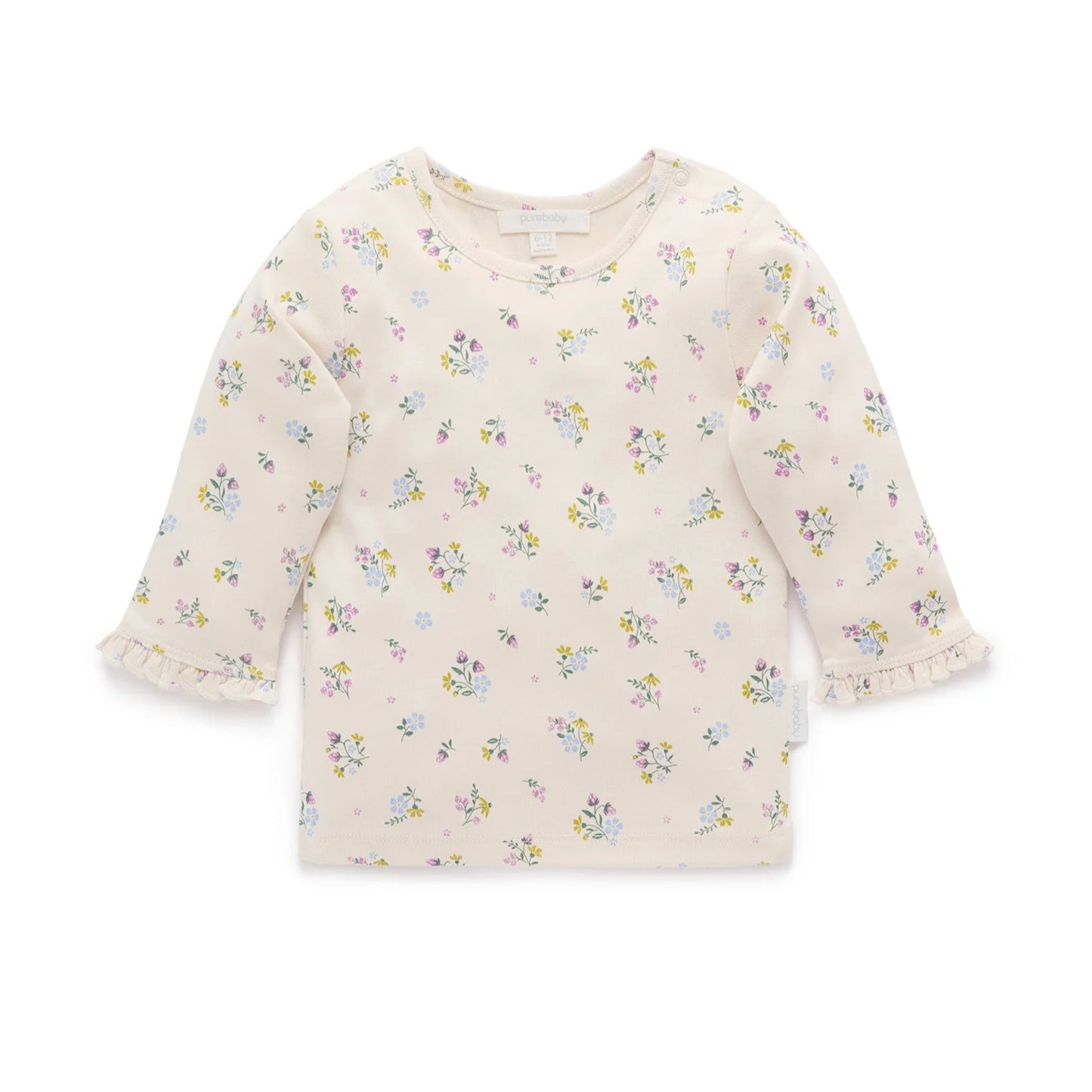 Pointelle Rib Layering Top - Strawberry Blossom Print - The Toy Station