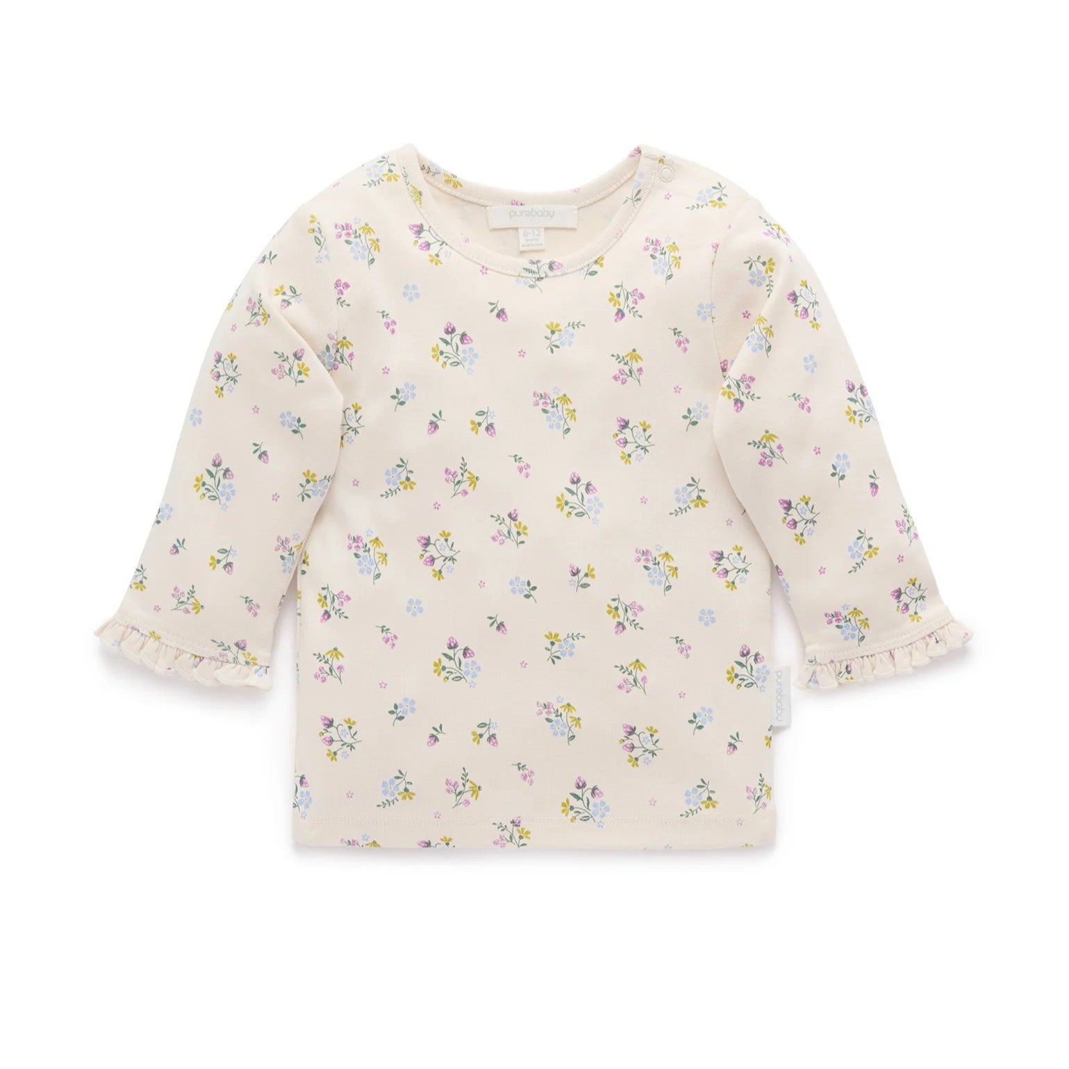 Pointelle Rib Layering Top - Strawberry Blossom Print - The Toy Station