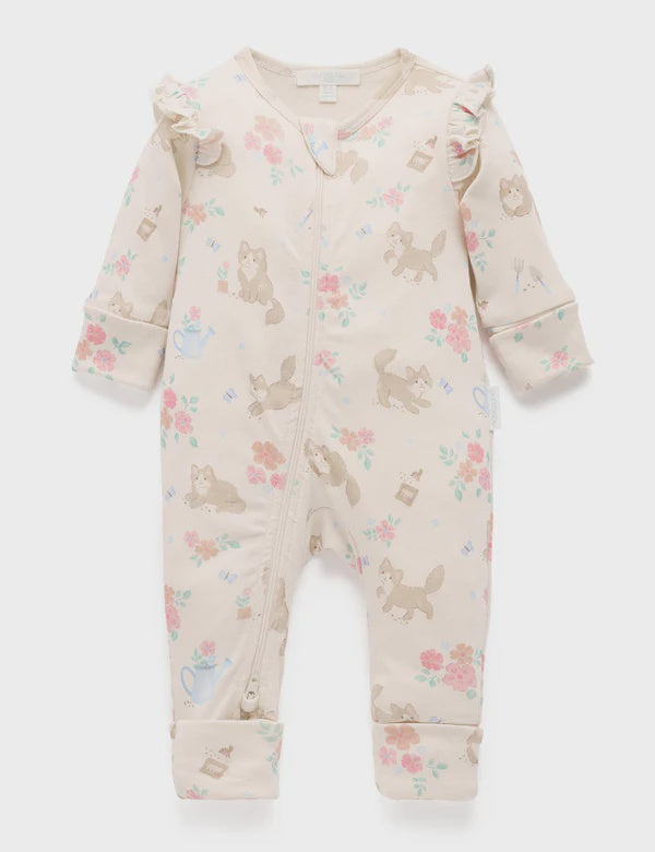 Kitten Printed Zip Growsuit