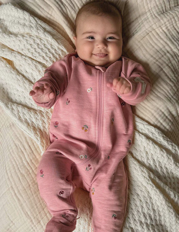 Forest Embroidered Fleece Growsuit