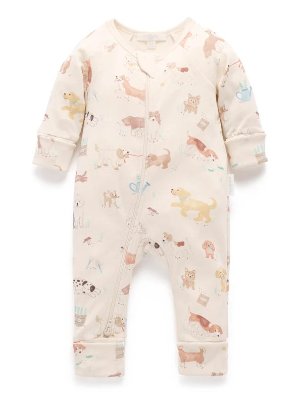 Puppy Printed Zip Growsuit