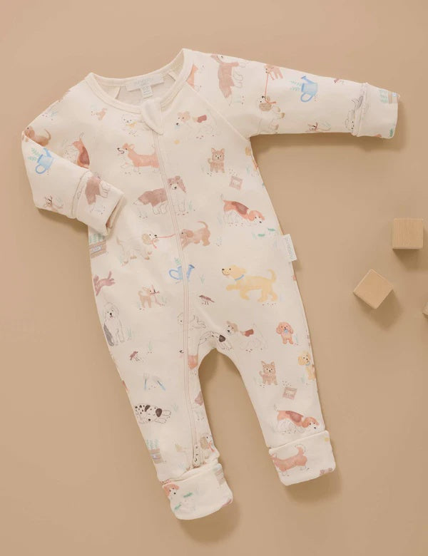 Puppy Printed Zip Growsuit