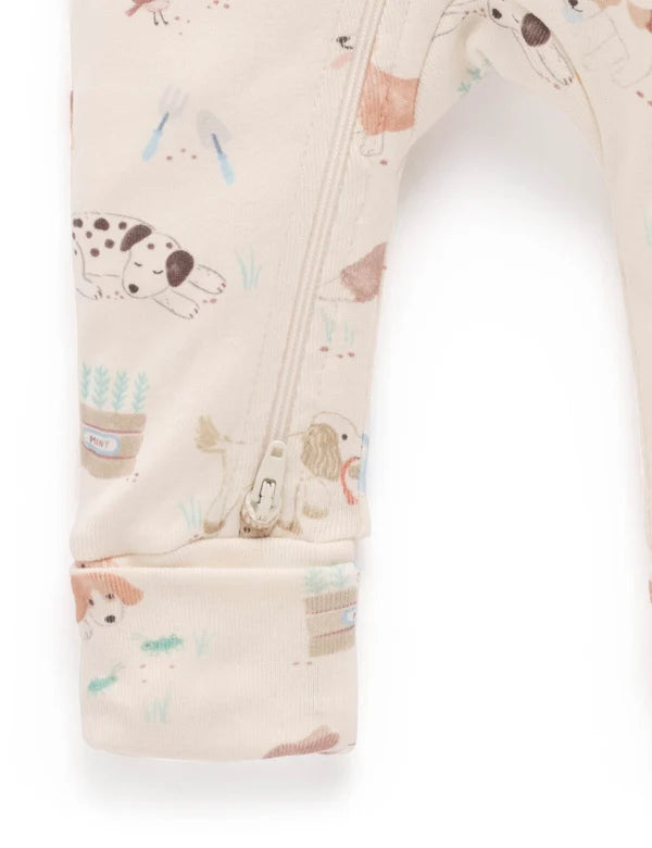 Puppy Printed Zip Growsuit