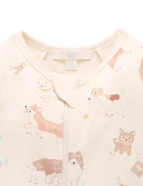 Puppy Printed Zip Growsuit