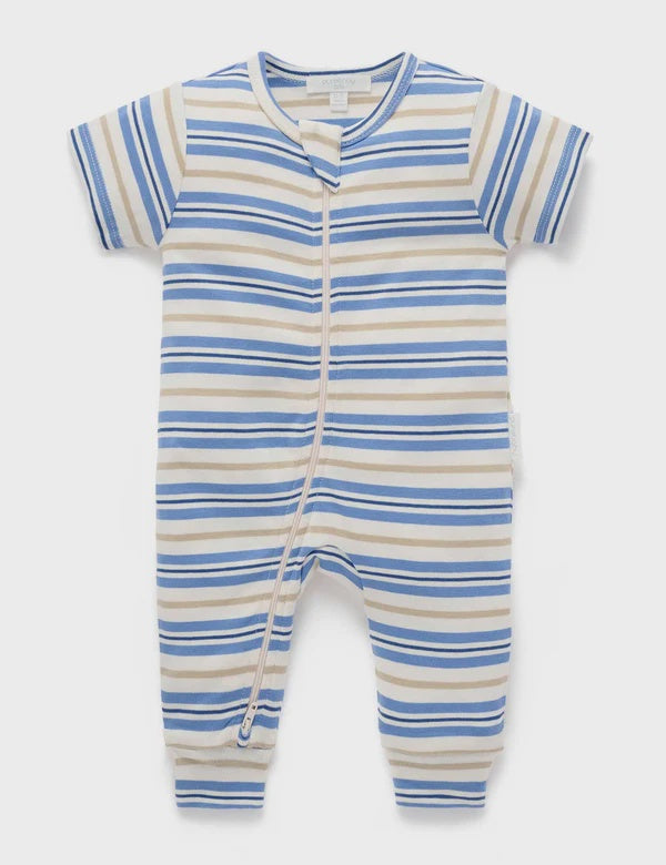 Striped Rib Zip Growsuit