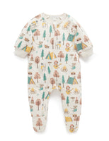 Purebaby Fleecey Zip Growsuit Camping Print