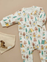 Purebaby Fleecey Zip Growsuit Camping Print