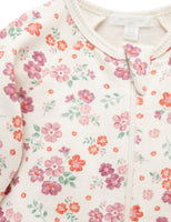 Purebaby Fleecey Zip Growsuit- Marshmellow Floral