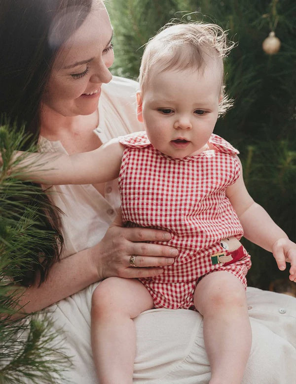Christmas Gingham Romper