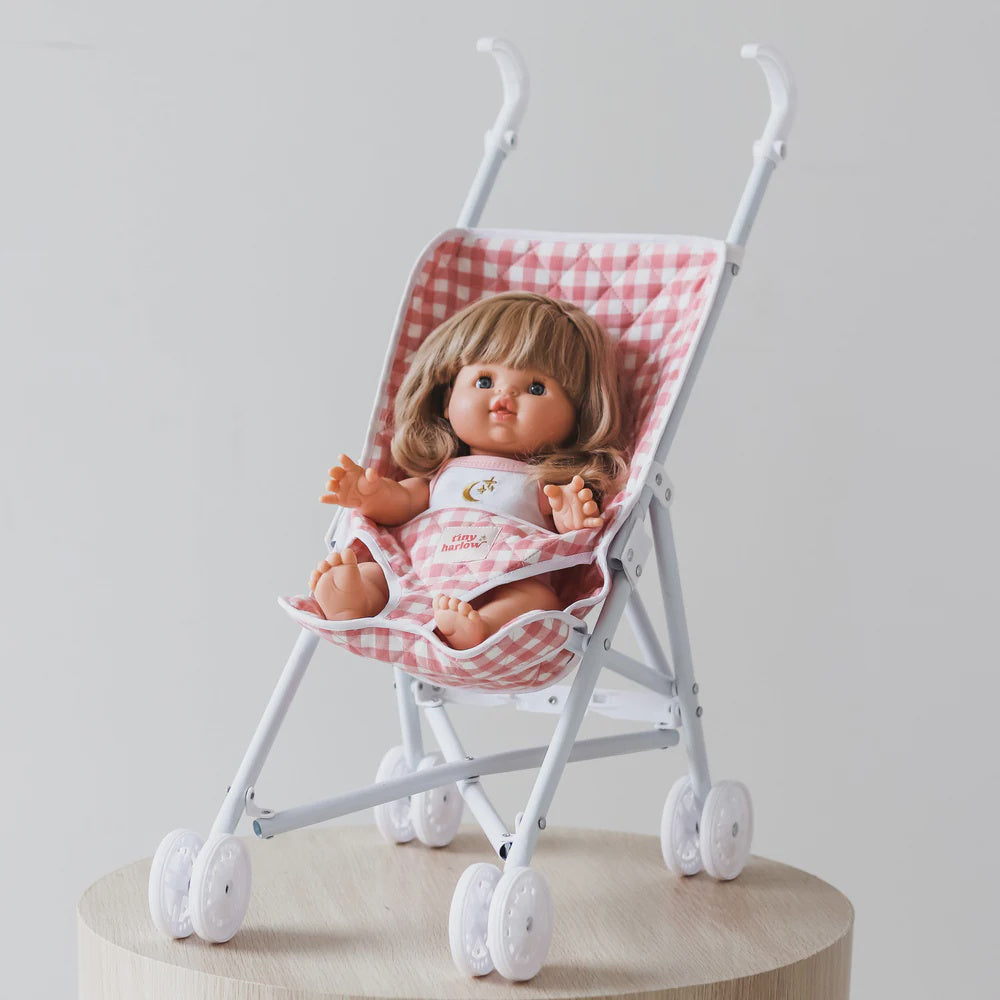 Tiny Harlow Folding Stroller - Pink Gingham