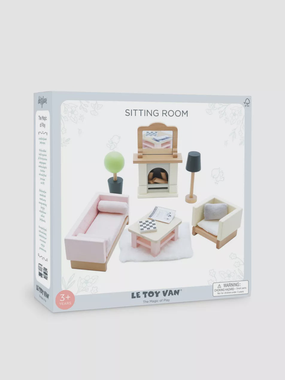 Wooden Dolls House Sitting Room Set