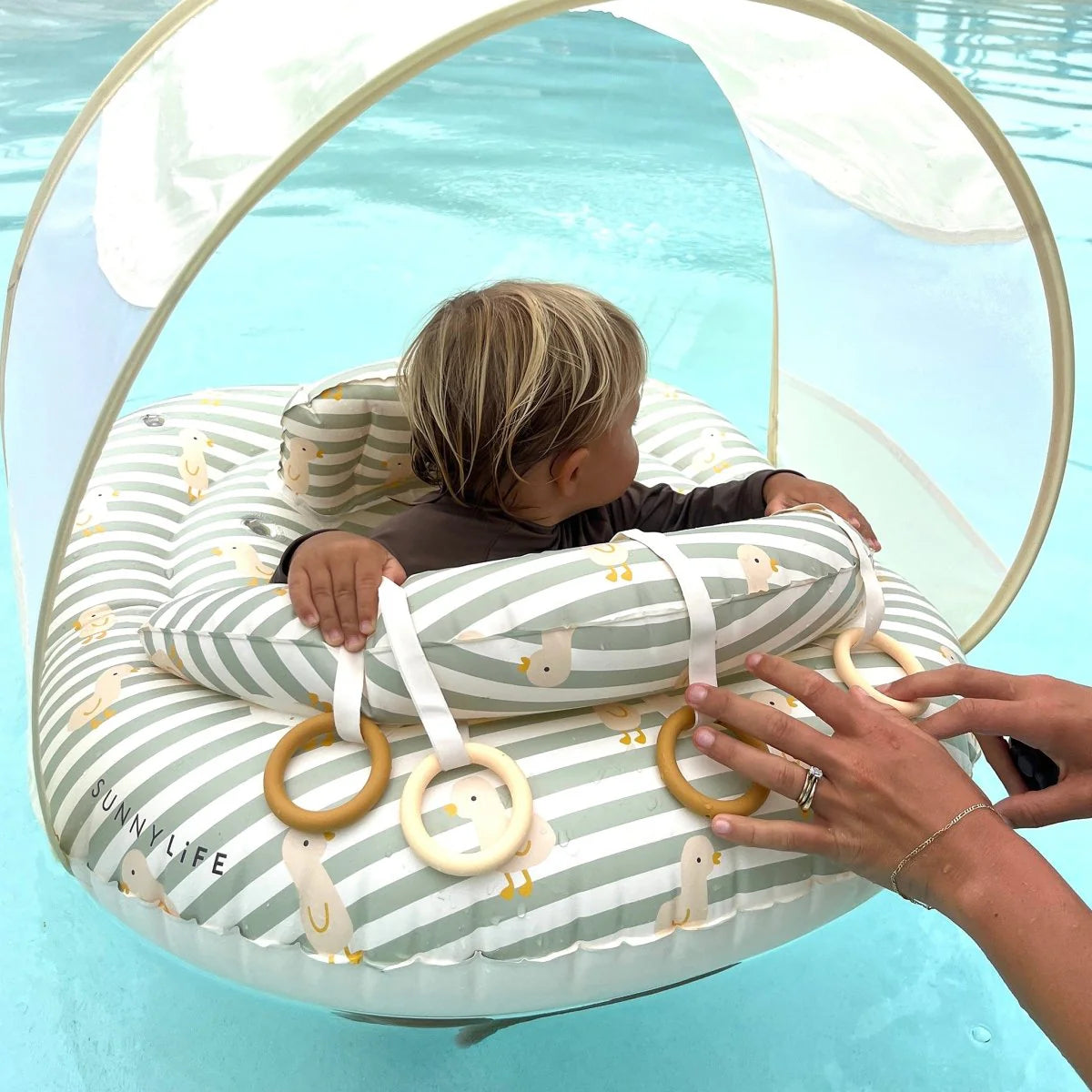 Interactive Baby Foat Duck Sage Stripe