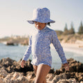 Purebaby Blue Daisy Printed L/S Swimsuit - The Toy Station