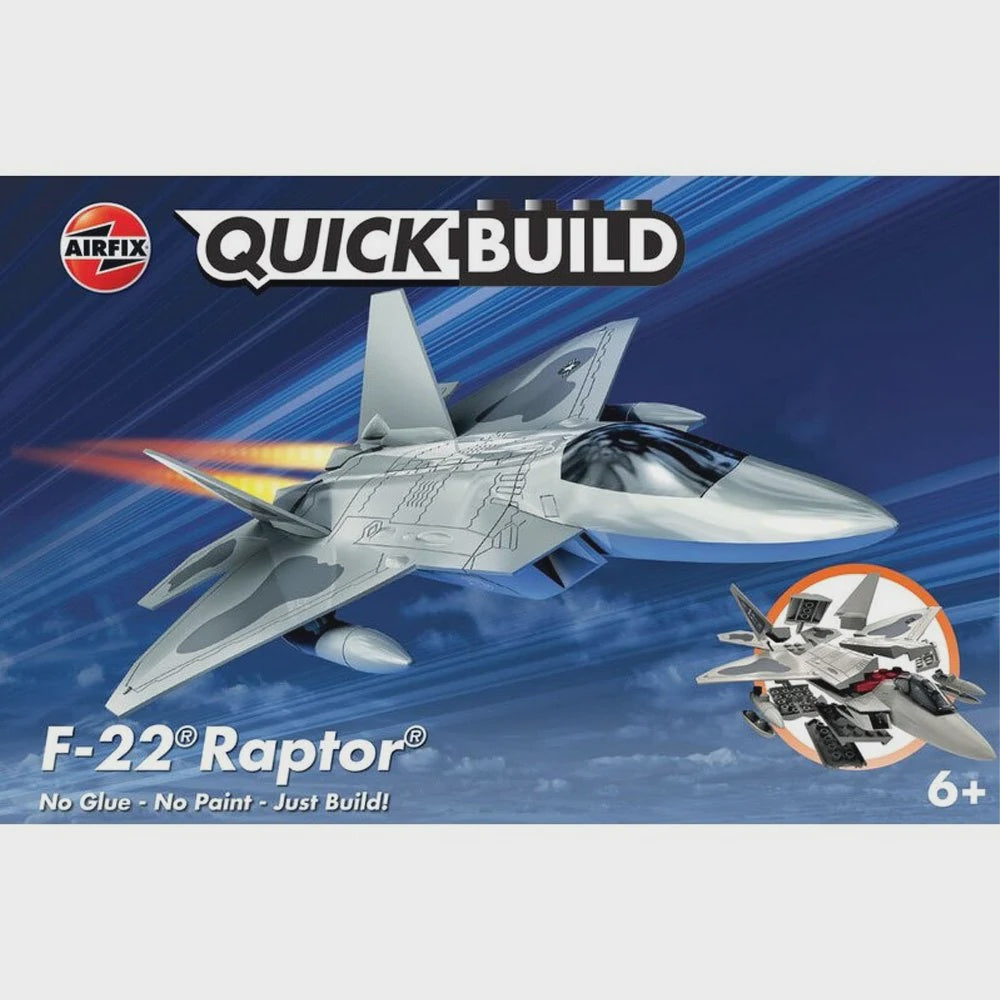 Airfix Quickbuild F-22 Raptor Jet Plastic Model Kit - Grey