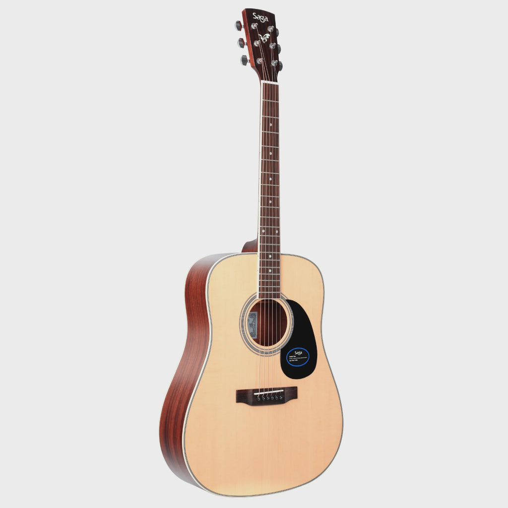 Saga '700 PRO Series' Solid Top Dreadnought Acoustic Guitar (Natural)