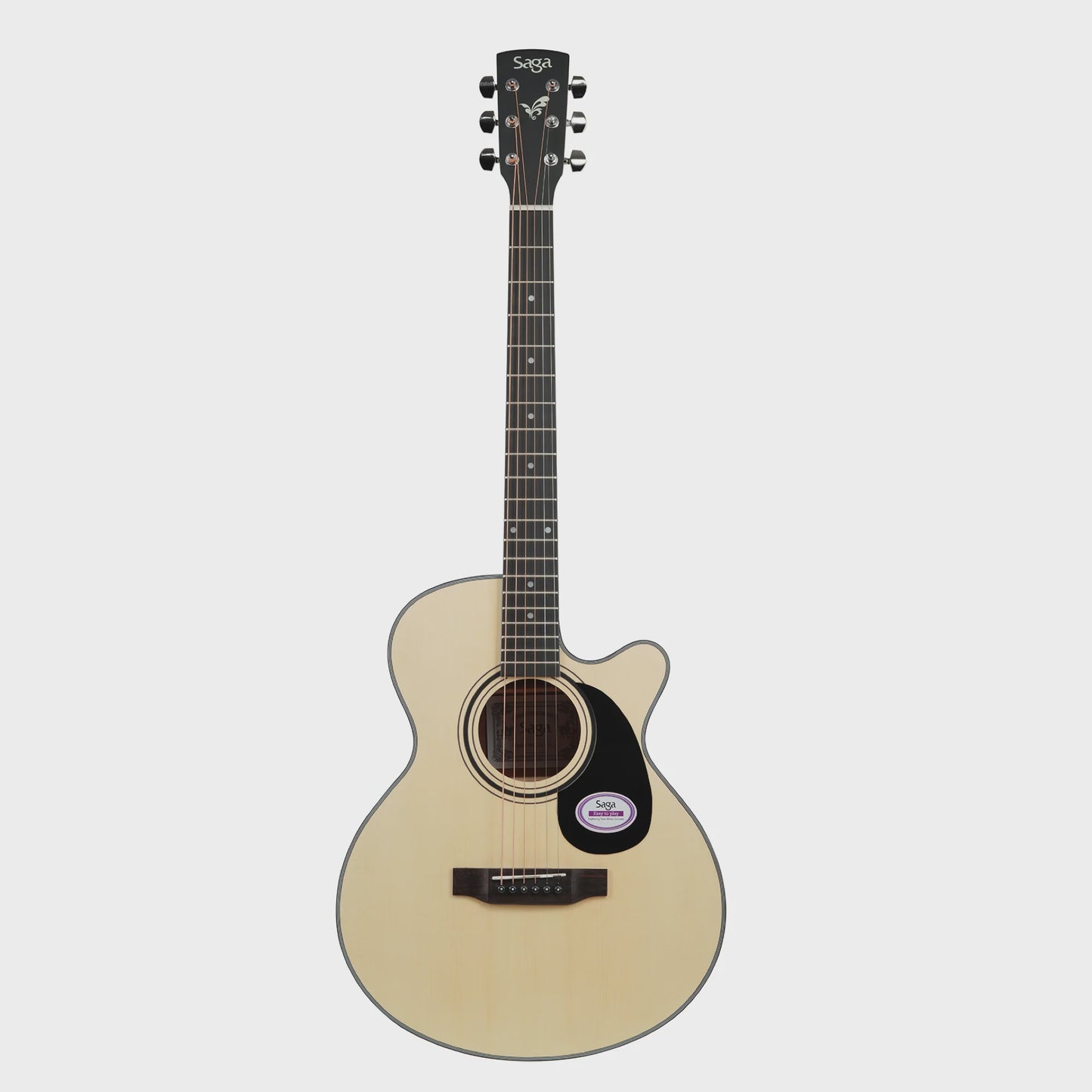 Saga '600 Series' Spruce Top Folk Acoustic-Electric Cutaway Guitar (Natural)