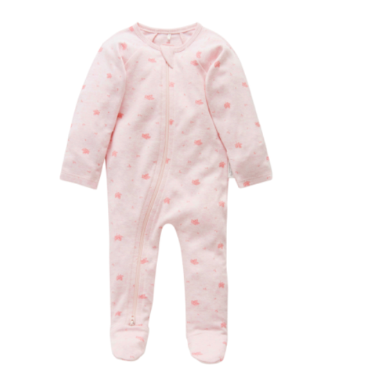 Pale Pink Leaf Zip Growsuit - The Toy Station