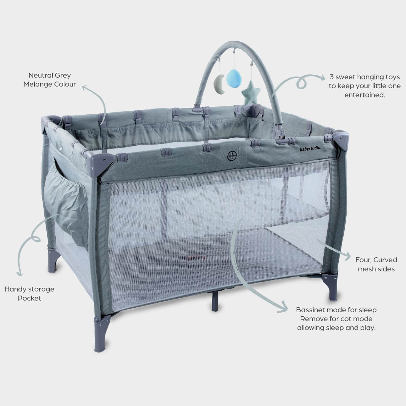 Babystudio 3in1 Portacot - Grey