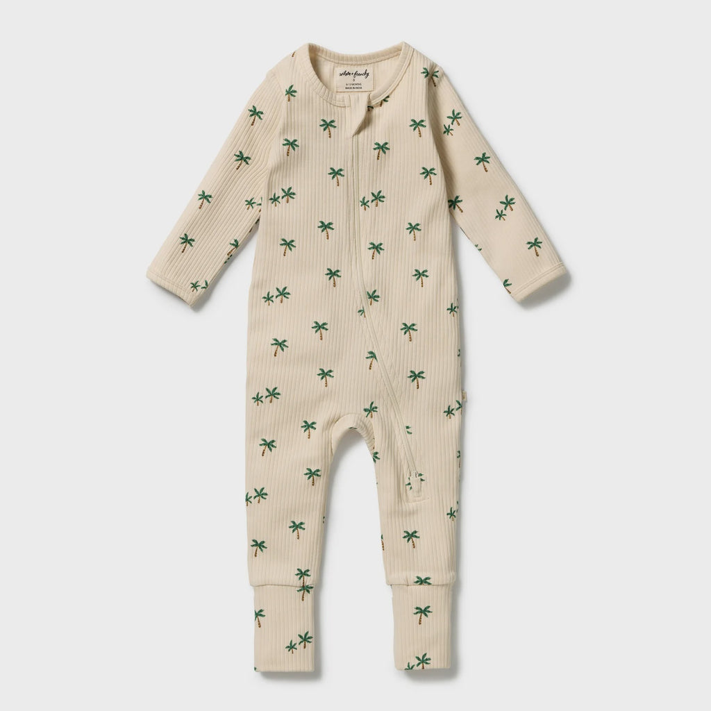 Tiny Palm Organic Zipsuit with Feet